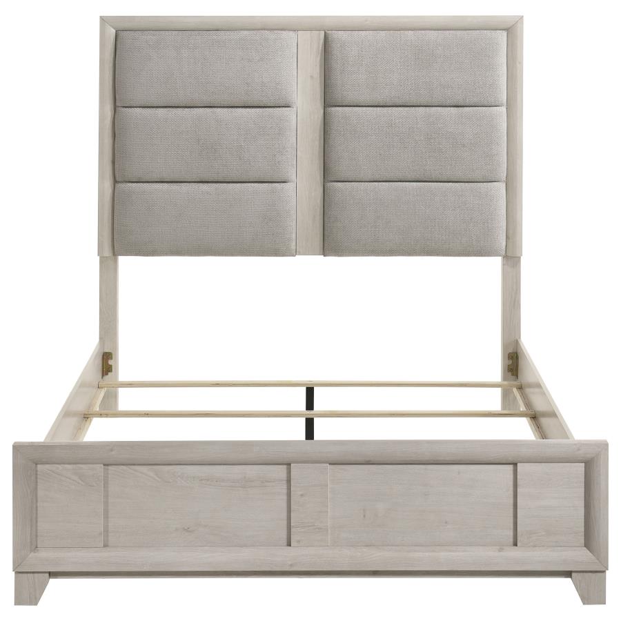 Farre Upholstered Panel Bed, Washed Grey – view 4