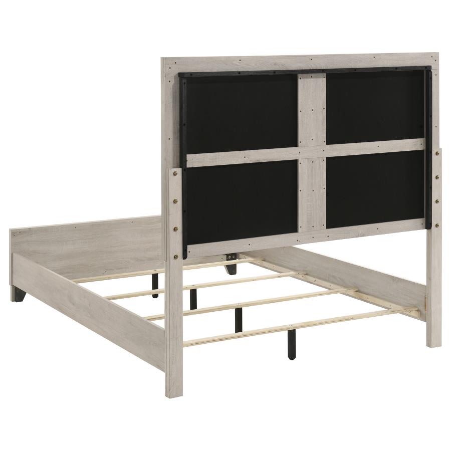 Farre Upholstered Panel Bed, Washed Grey – view 5