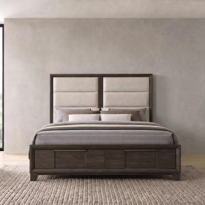 Farre Upholstered Storage Bed, Dark Brown – view 1