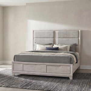 Farre Upholstered Storage Bed, Washed Grey – view 1