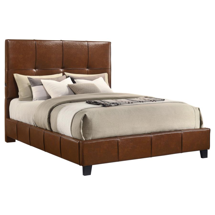 Farrell Faux Leather Panel Bed with USB, Brown – view 3