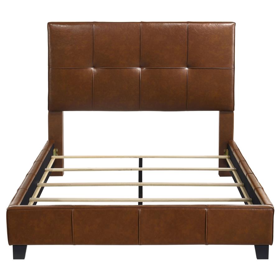 Farrell Faux Leather Panel Bed with USB, Brown – view 4