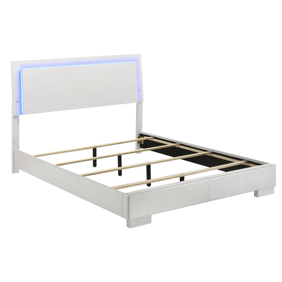 Felicity Panel Bed with LED, White High Gloss – view 2