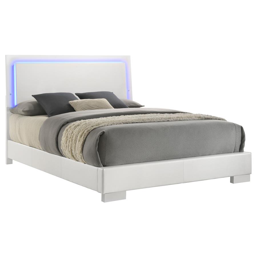 Felicity Panel Bed with LED, White High Gloss – view 3