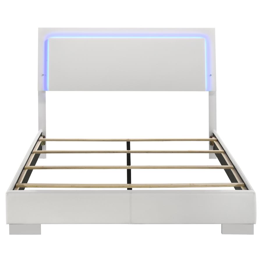 Felicity Panel Bed with LED, White High Gloss – view 4