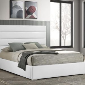 Felicity Upholstered Platform Bed, White – view 1