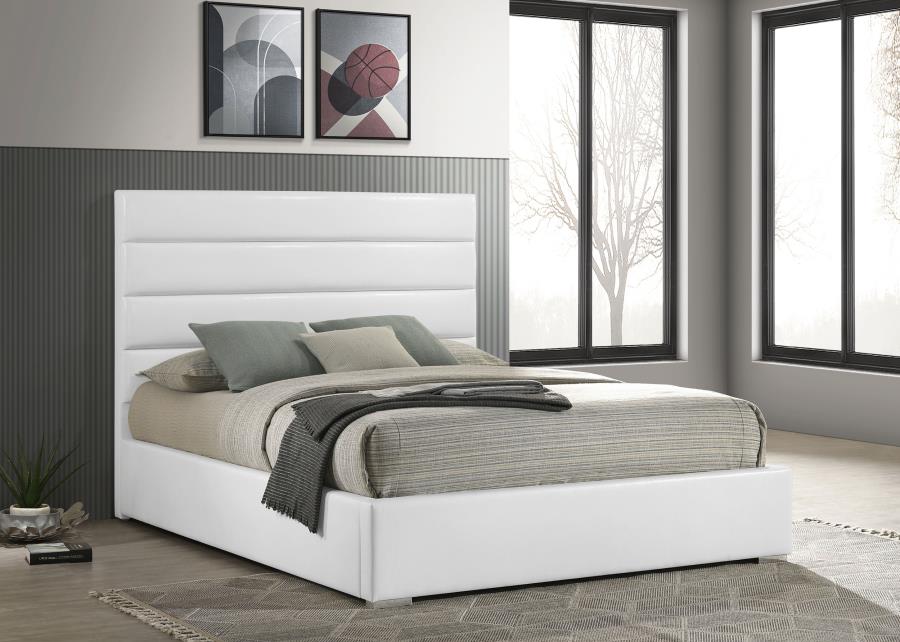 Felicity Upholstered Platform Bed, White – view 1