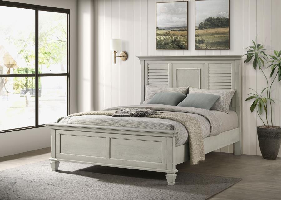 Franco Panel Bed, Distressed White – view 1