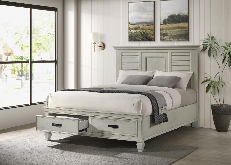 Franco Storage Bed, Distressed White – view 1