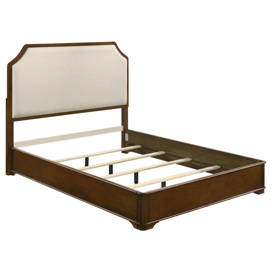 Garland Upholstered Panel Bed, Brown Cherry and Cream – view 2