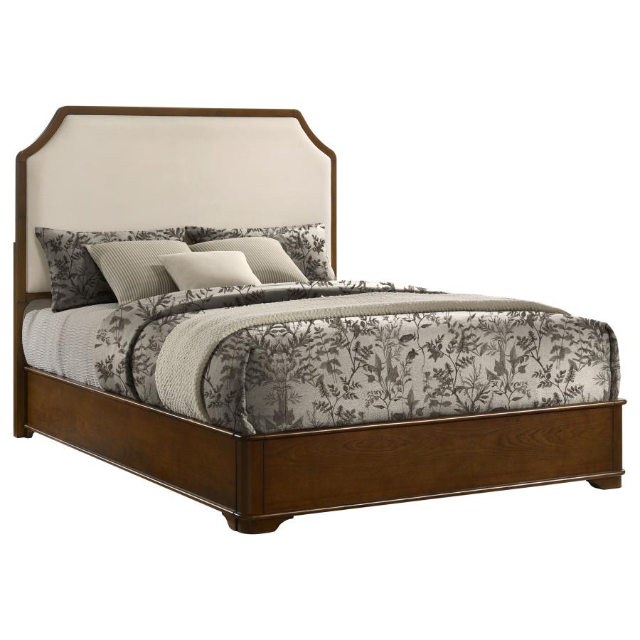 Garland Upholstered Panel Bed, Brown Cherry and Cream – view 3