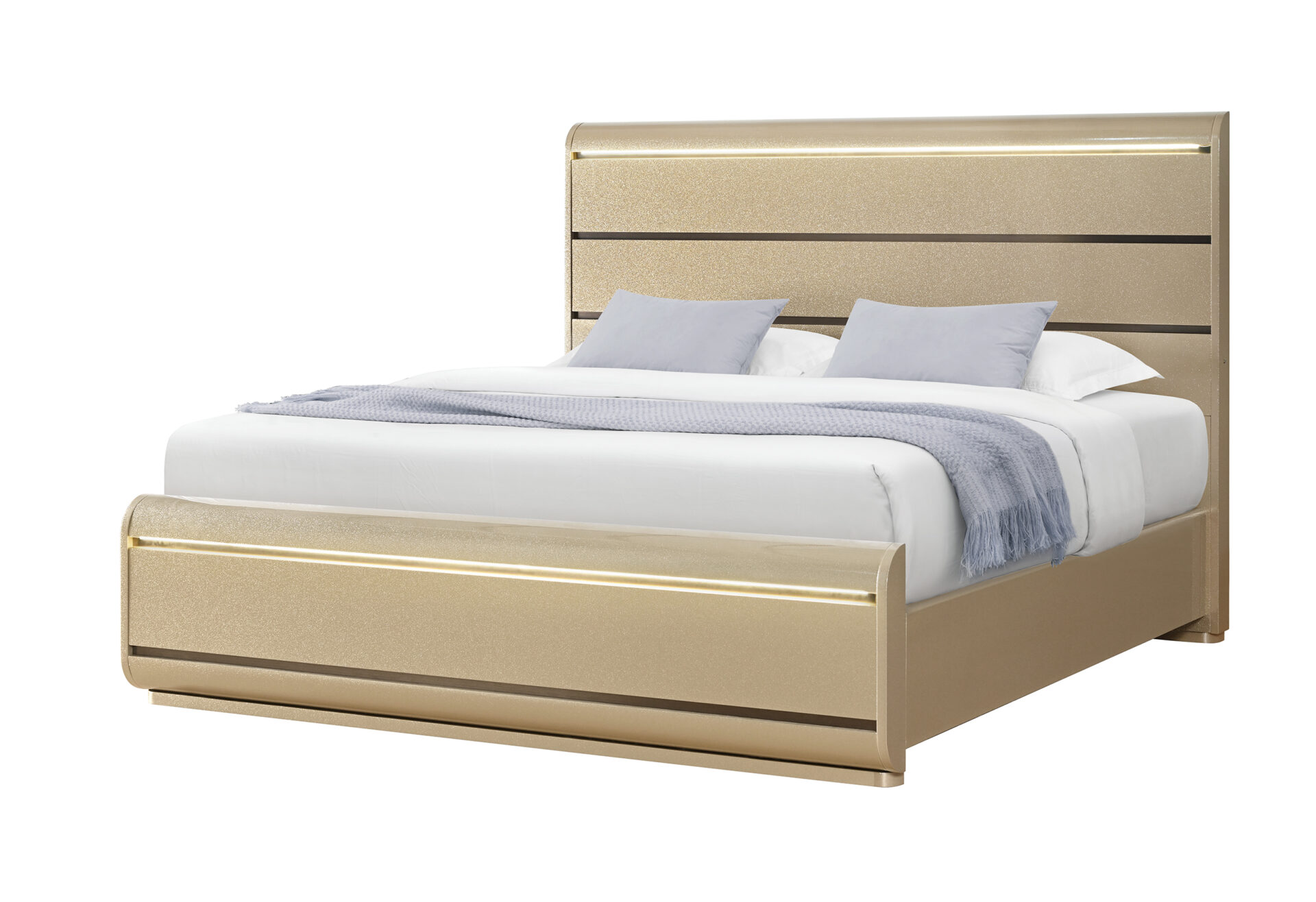 Genesis Bed with LED, Gold – view 2