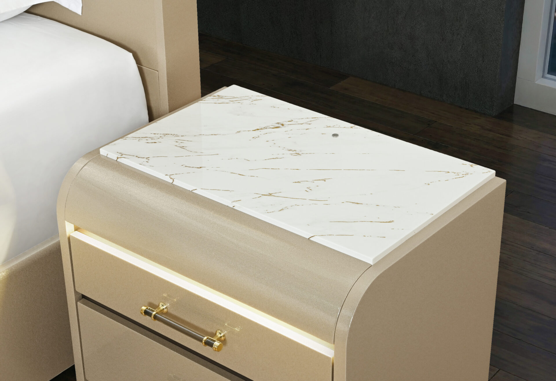 Genesis Bed with LED, Gold – view 5