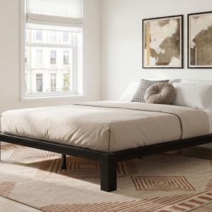 Gislen Wood Platform Bed Base, Black – view 1