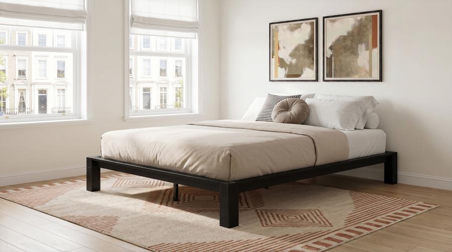 Gislen Wood Platform Bed Base, Black – view 1