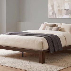 Gislen Wood Platform Bed Base, Walnut – view 1