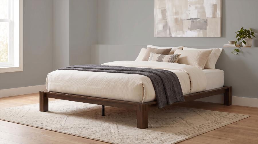 Gislen Wood Platform Bed Base, Walnut – view 1