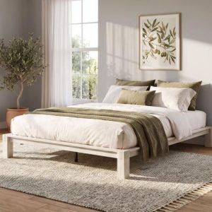 Gislen Wood Platform Bed Base, White – view 1