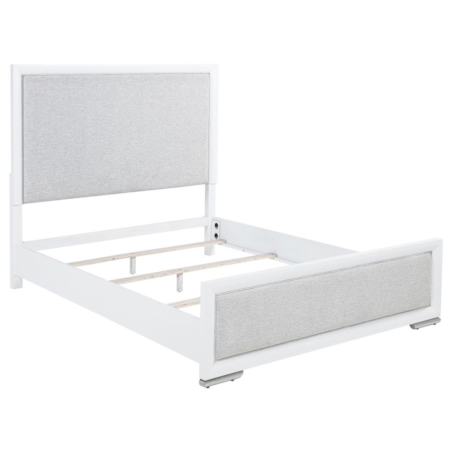 Gracemont Upholstered Panel Bed, Grey and White – view 2