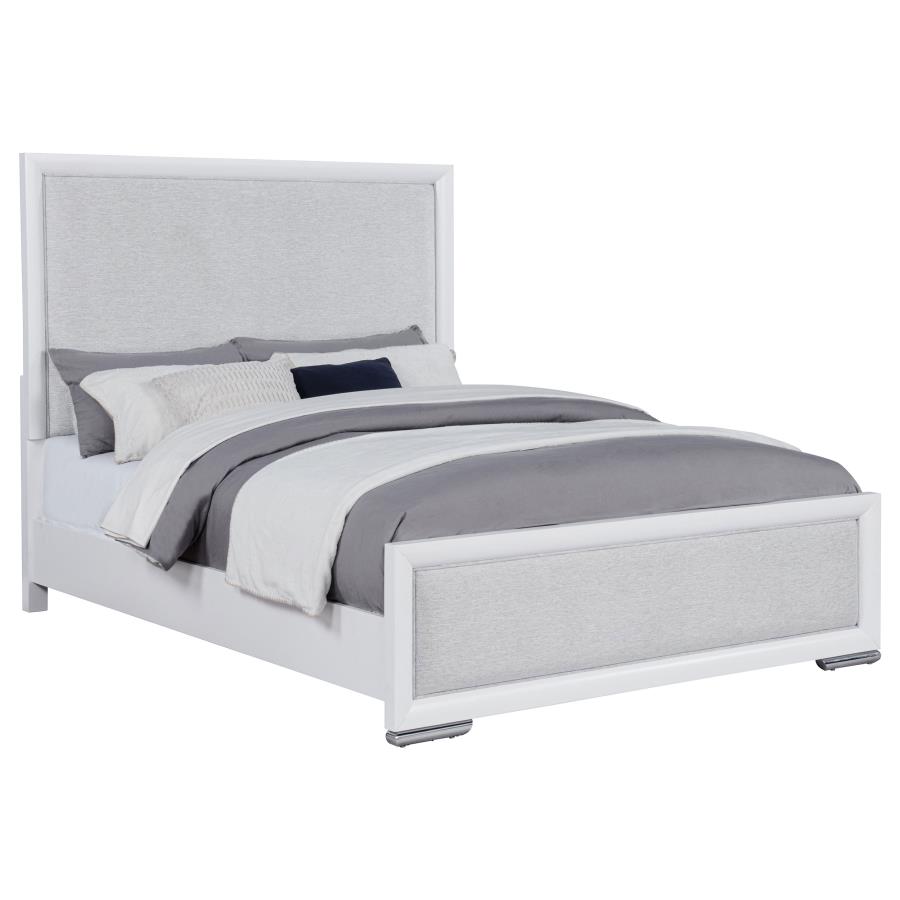 Gracemont Upholstered Panel Bed, Grey and White – view 3