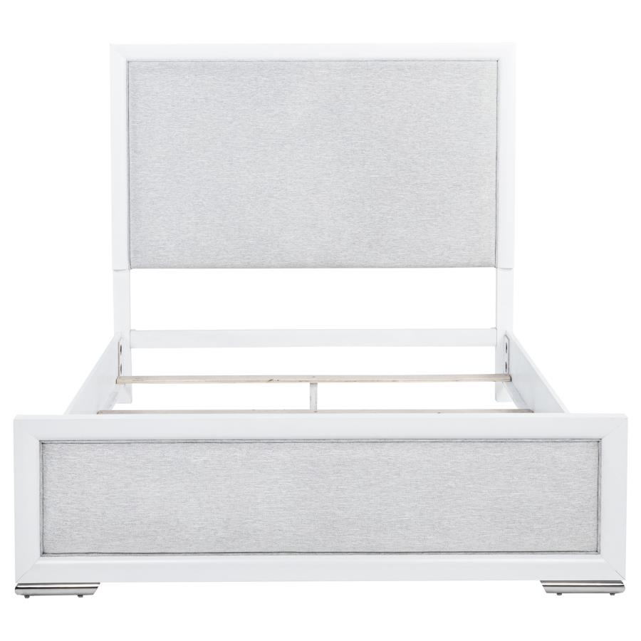 Gracemont Upholstered Panel Bed, Grey and White – view 4