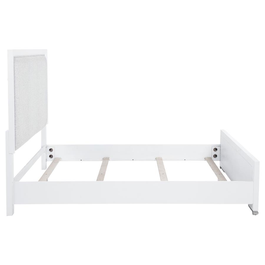 Gracemont Upholstered Panel Bed, Grey and White – view 5