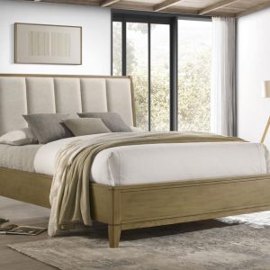 Granada Upholstered Panel Bed, Natural Pine – view 1
