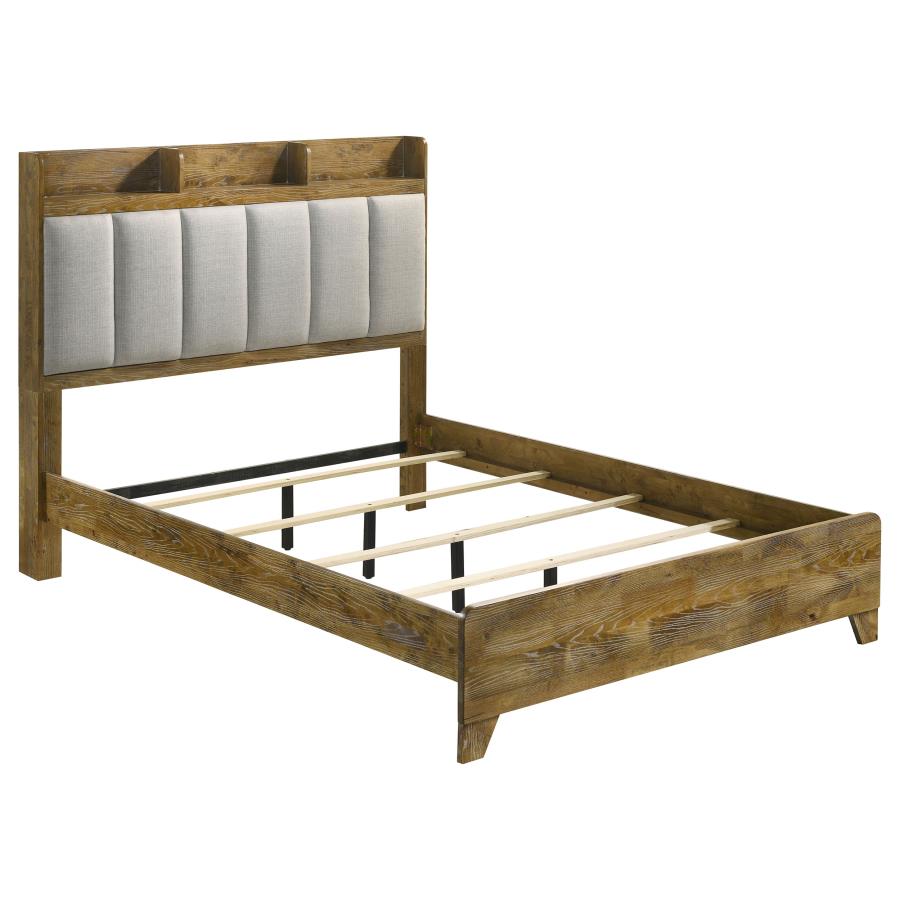 Henderson Bookcase Panel Bed, Medium Oak and Light Grey – view 2