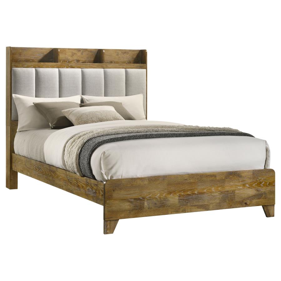 Henderson Bookcase Panel Bed, Medium Oak and Light Grey – view 3