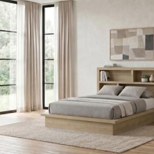 Hendricks Bookcase Platform Bed, Light Oak – view 1