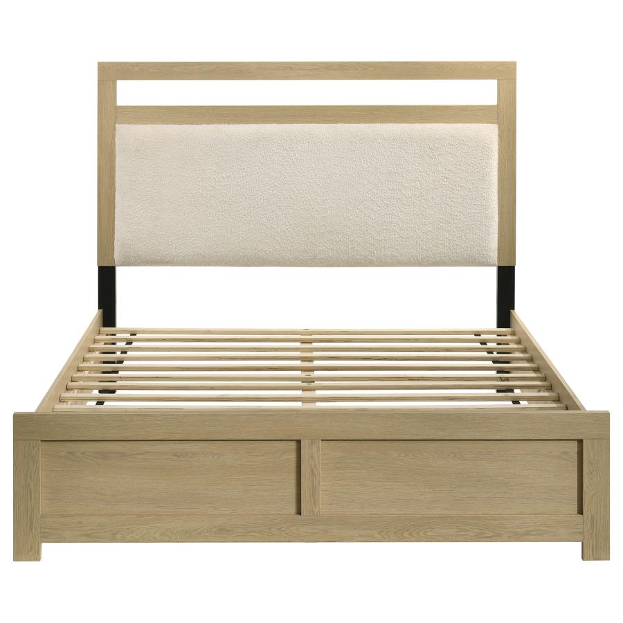 Hendricks Upholstered Platform Bed, Light Oak and Cream – view 4