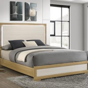 Hyland Panel Bed with LED, Natural and White – view 1