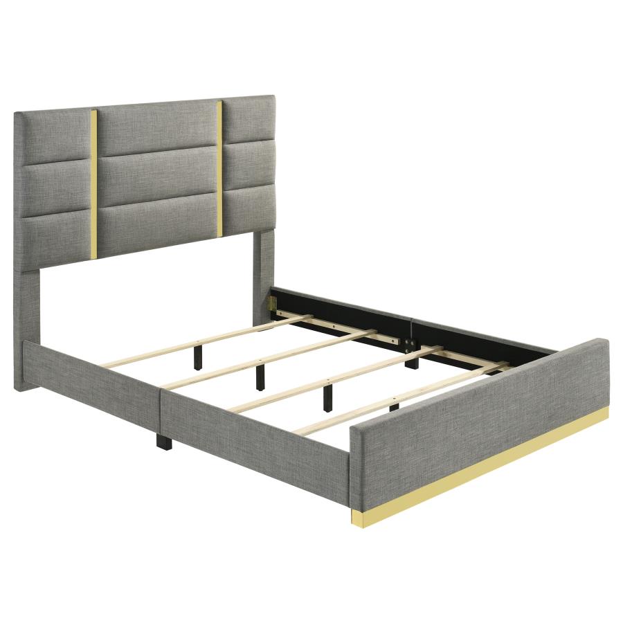 Ines Upholstered Panel Bed, Grey – view 2