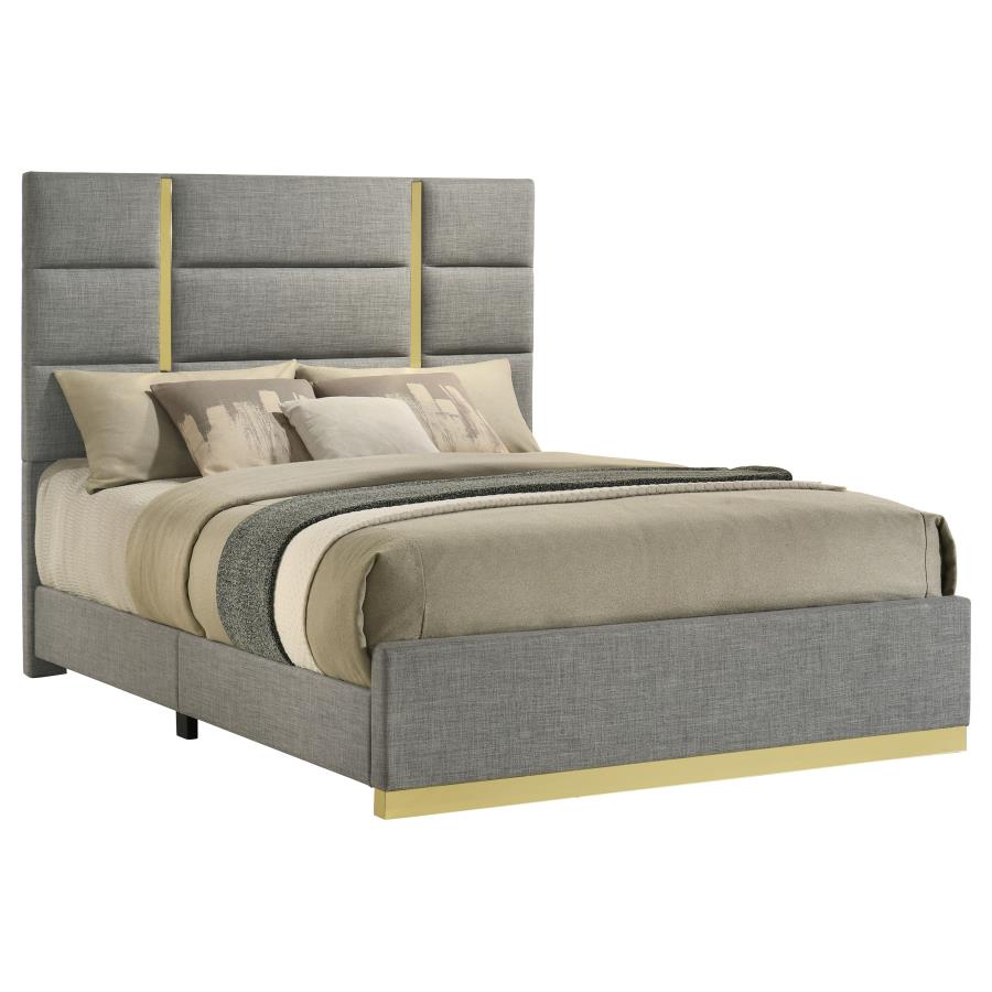 Ines Upholstered Panel Bed, Grey – view 3