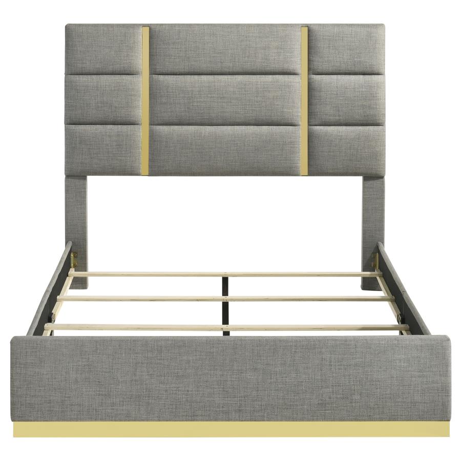 Ines Upholstered Panel Bed, Grey – view 4