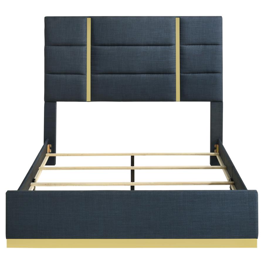 Ines Upholstered Panel Bed, Navy – view 4