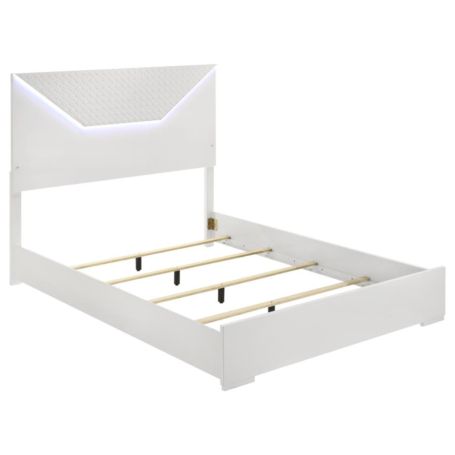 Ives Panel Bed with LED, White High Gloss – view 2