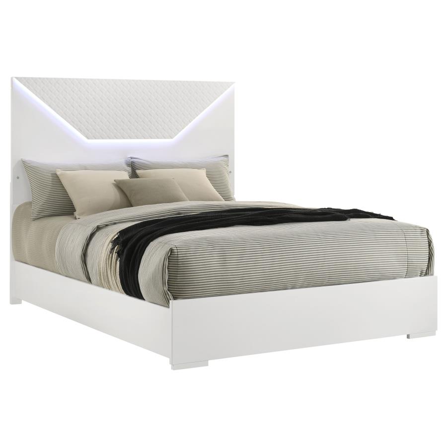 Ives Panel Bed with LED, White High Gloss – view 3