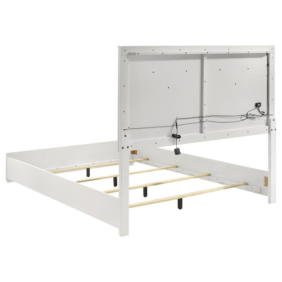 Ives Panel Bed with LED, White High Gloss – view 5