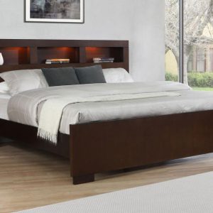 Jessica Bookcase Bed with LED, Cappuccino – view 1