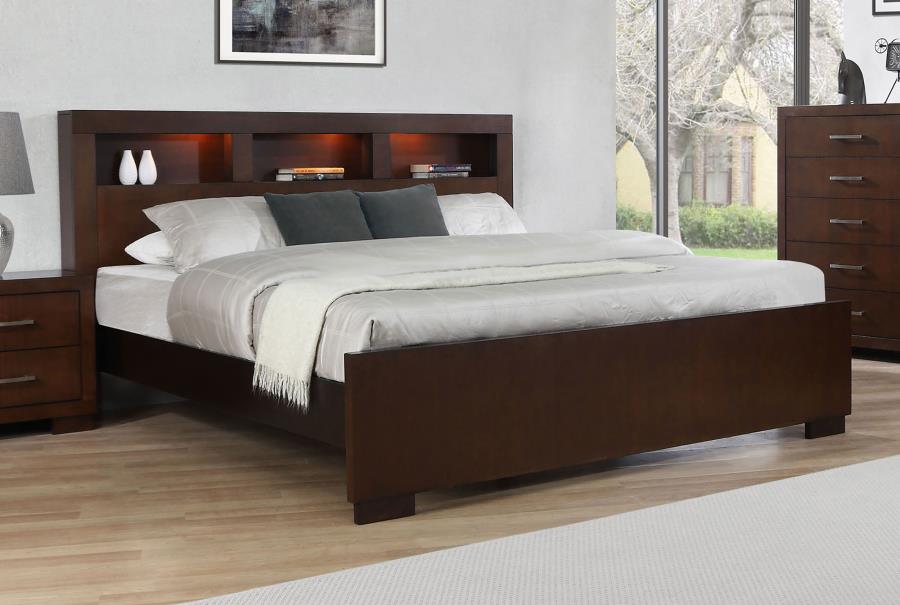 Jessica Bookcase Bed with LED, Cappuccino – view 1