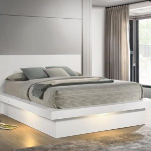 Jessica Platform Bed with LED, Snow White – view 1
