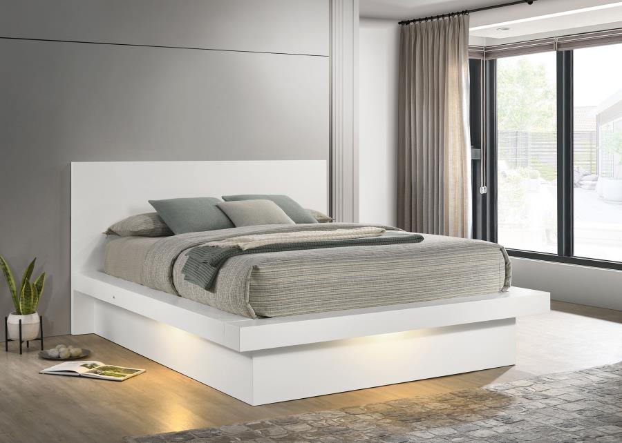 Jessica Platform Bed with LED, Snow White – view 1