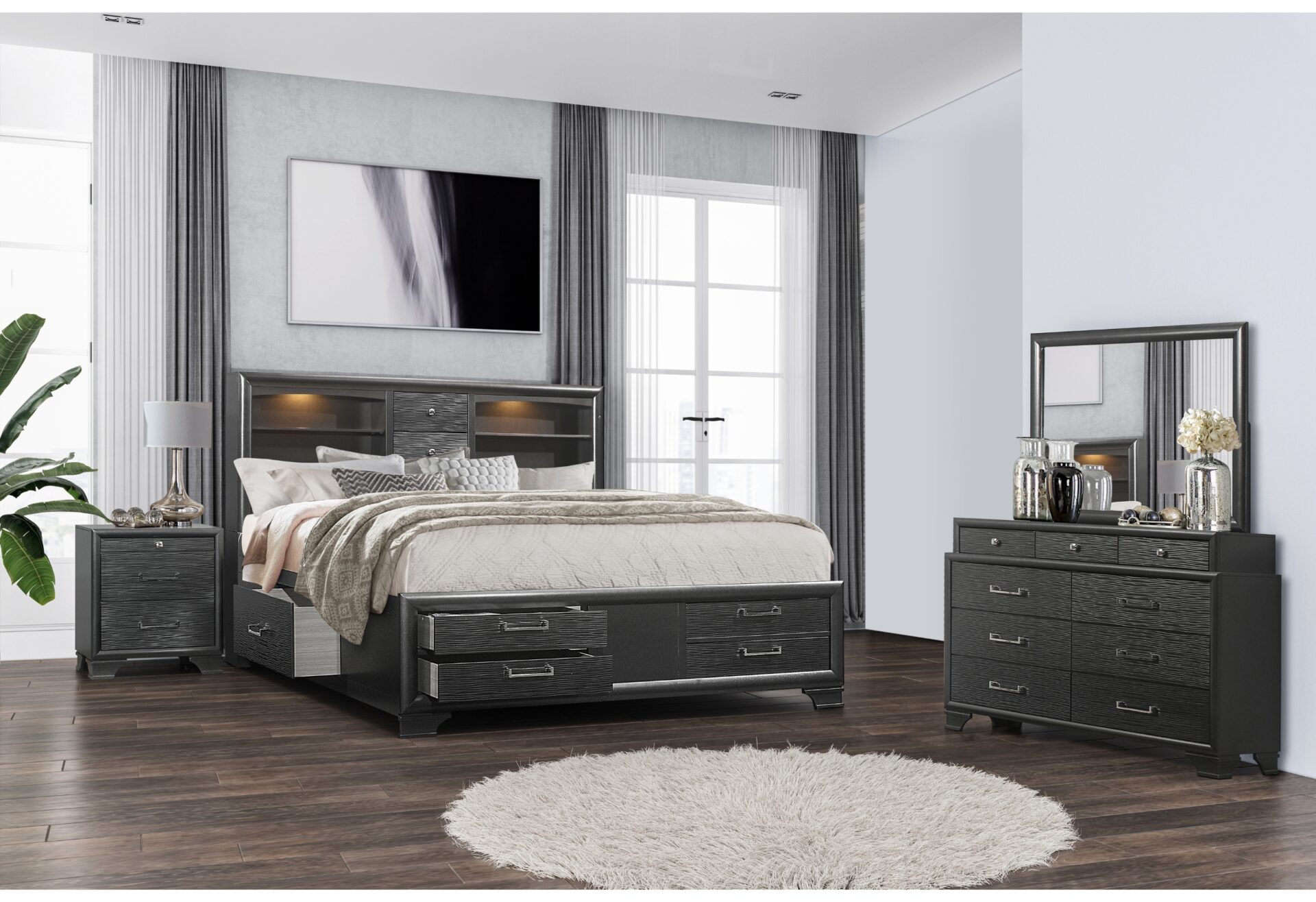 Jordyn Storage Platform Bed, Grey – view 4
