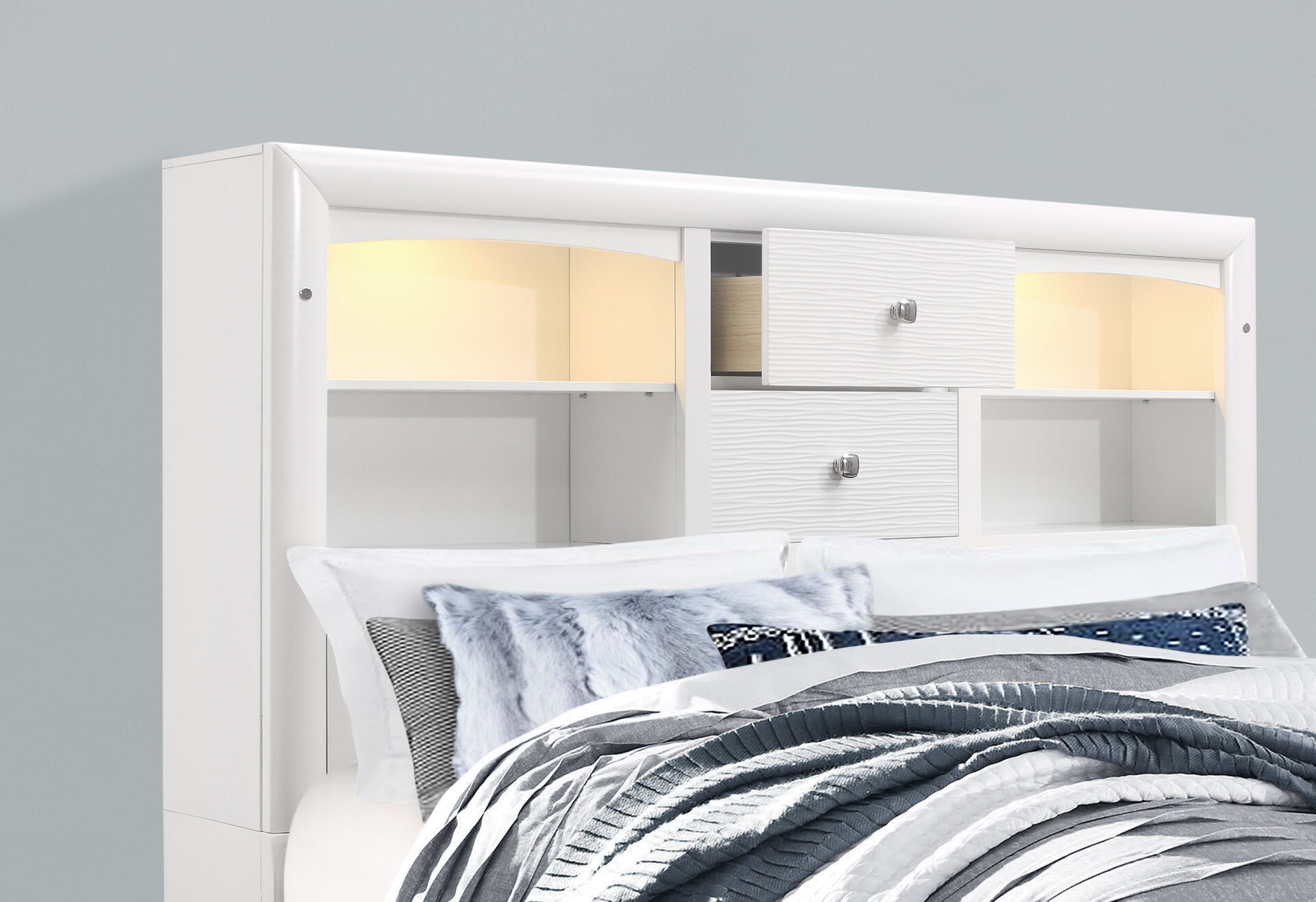 Jordyn Storage Platform Bed, White – view 3