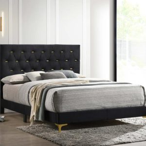 Kendall Upholstered Panel Bed, Black – view 1