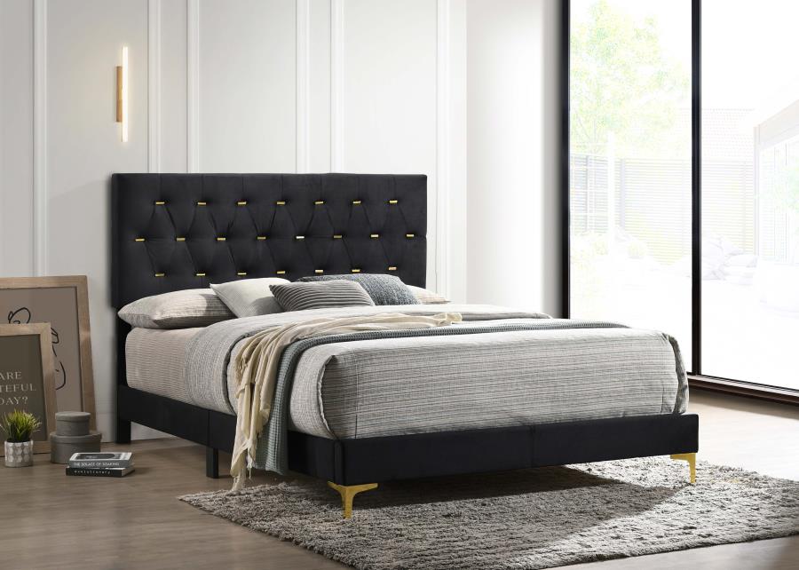 Kendall Upholstered Panel Bed, Black – view 1