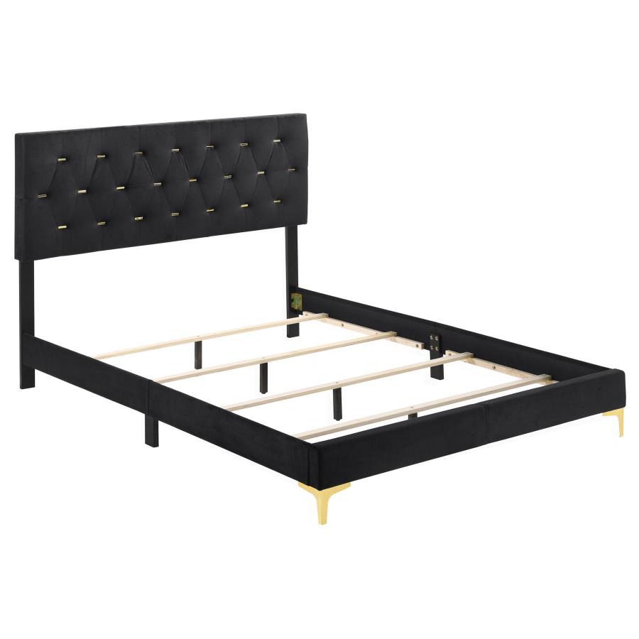 Kendall Upholstered Panel Bed, Black – view 2