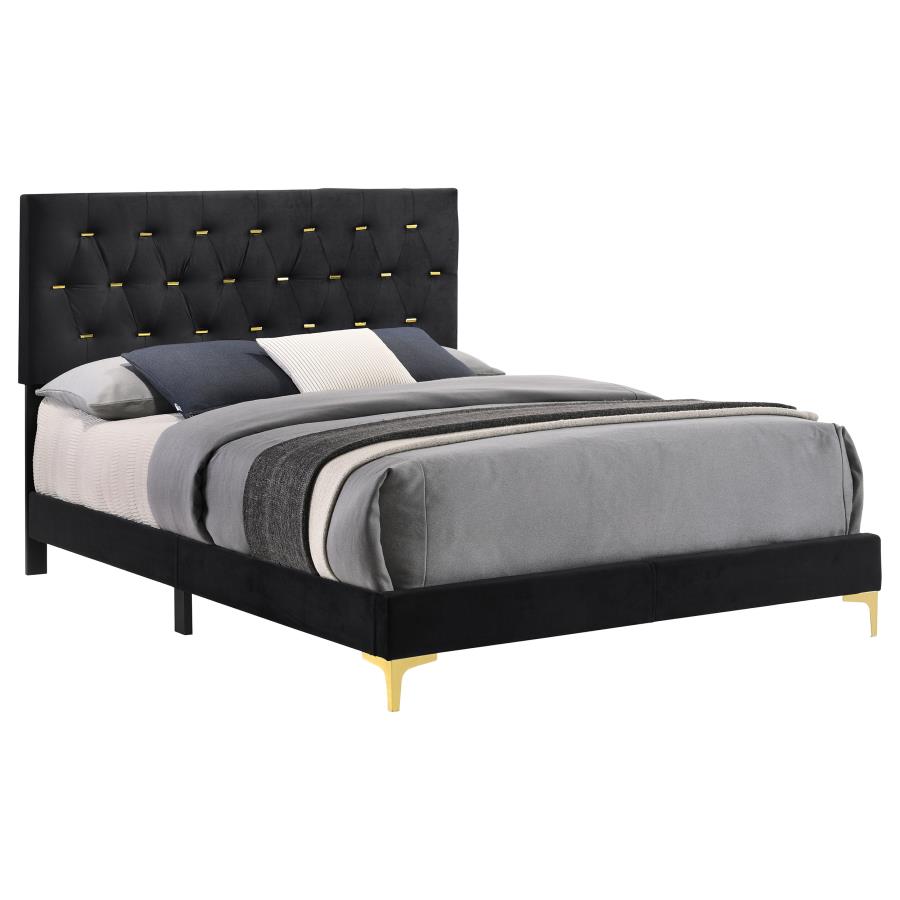 Kendall Upholstered Panel Bed, Black – view 3