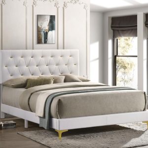 Kendall Upholstered Panel Bed, White – view 1